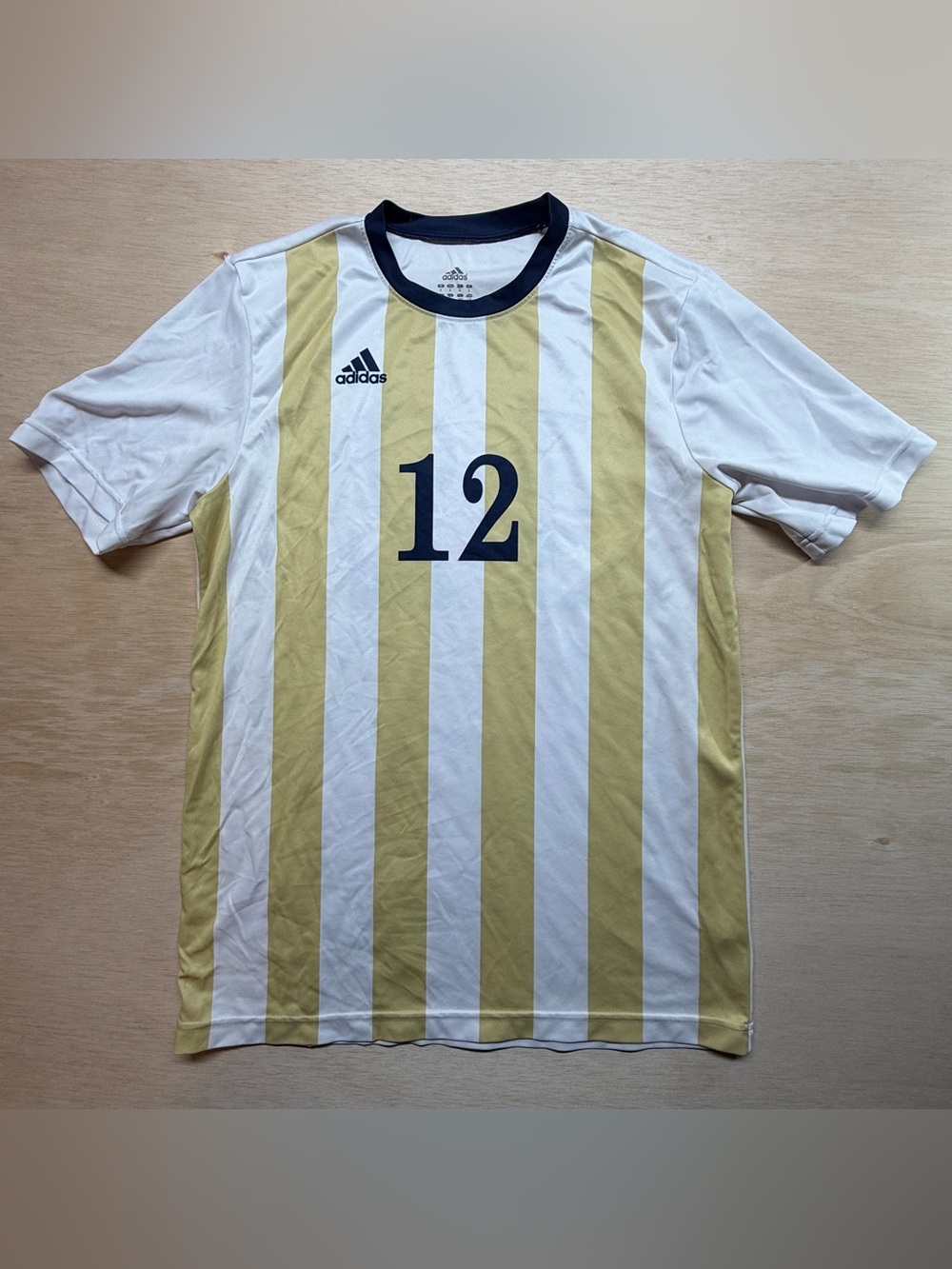 Adidas University of Pittsburgh Panthers Soccer Jersey #12 Gold Striped Mens L